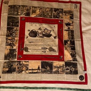 Wathne fishing themed scarf, cotton NWOT